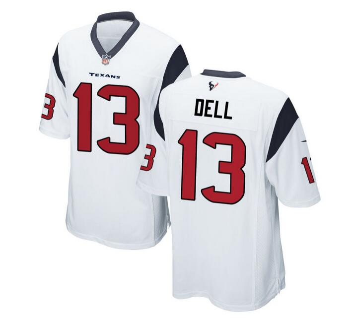 Men's White Houston Texans #13 Tank Dell Stitched Game Jersey